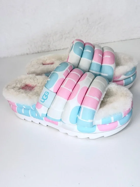 UGG Pride Maxi Platform Slide Sandal Pink Blue Size 8 multicolor Summer sandal - Picture 6 of 11
